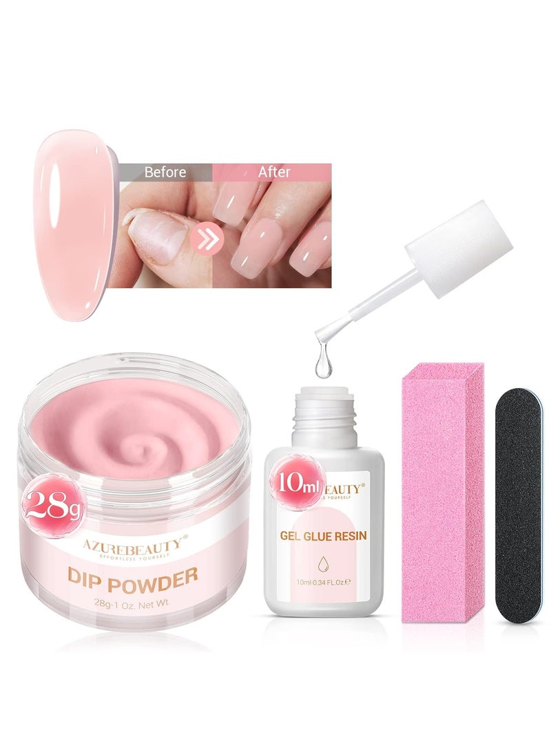 AZUREBEAUTY AZUREBEAUTY Nail Repair Kit for Broken Cracked Split Weak Nails Emergency Easy Quick Fix Crystal Jelly Pink Transparent Dip Powder 28g 1 Oz QuickDrying Repair Glue 10ml with Nail File  Nail Buffer 