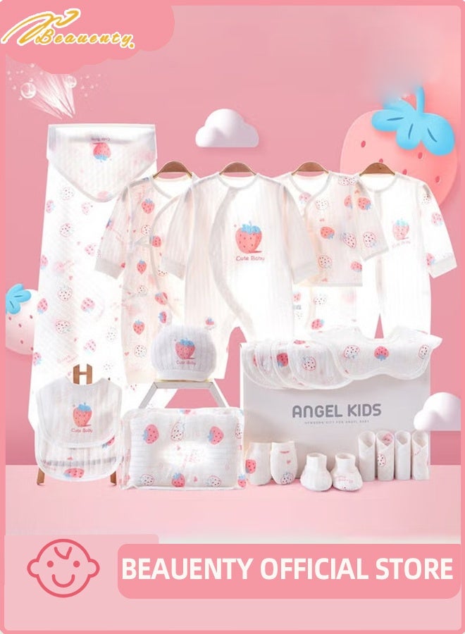 بيوينتي 24PCS مجموعة هدية الطفل حديث الولادة ، مجموعة هدية Layette حديث الولادة للأولاد والبنات ، ملحقات الملابس الأساسية للأطفال مع بطانية الطفل ، 100٪ قطن ممتاز ، للربيع الصيف الخريف الشتاء أربعة مواسم 59CM لمدة 0-3 أشهر - Image 1