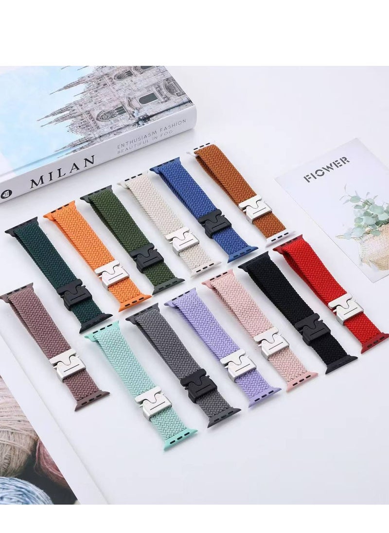 SZOXST Compatible for Apple Watch Band 42mm 41mm 40mm 38mm Elastic Nylon Braided Secure & Comfortable Stretchy Strap for Women Men,Parachute Buckle Bands for iWatch Series 10 9 8 7 6 5 4 3 SE Green  - Image 3