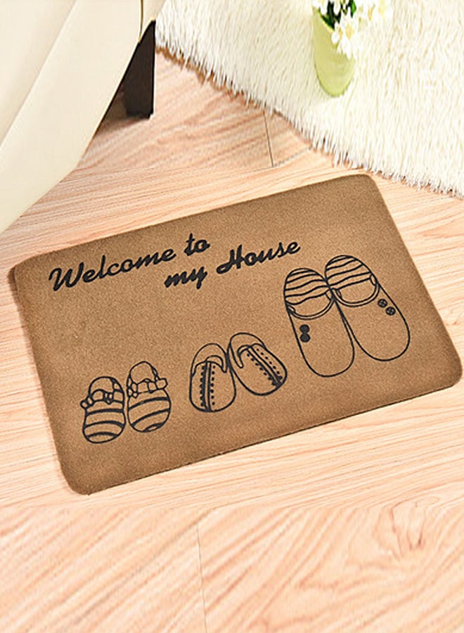 Brown Non Slip Water Absorbing Rectangular Doormat 60 by 40 Centimeters