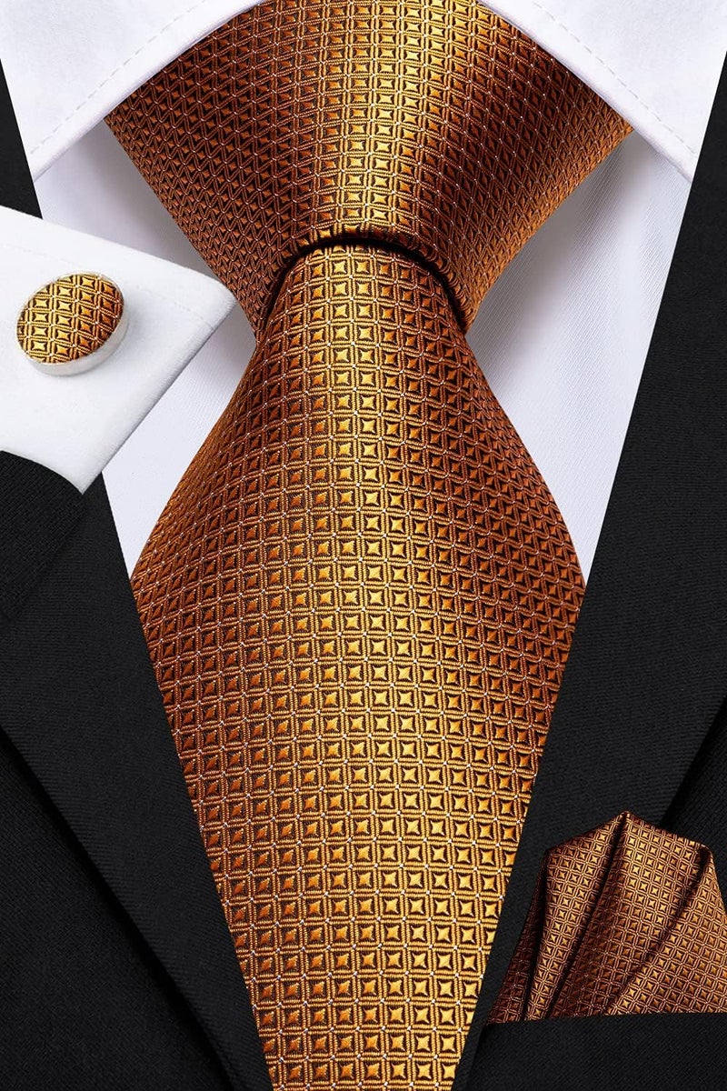 Dubulle Mens Paisley Floral Silk Tie for Men Striped Necktie and Pocket Square Cufflinks Set Wedding Business - Image 1