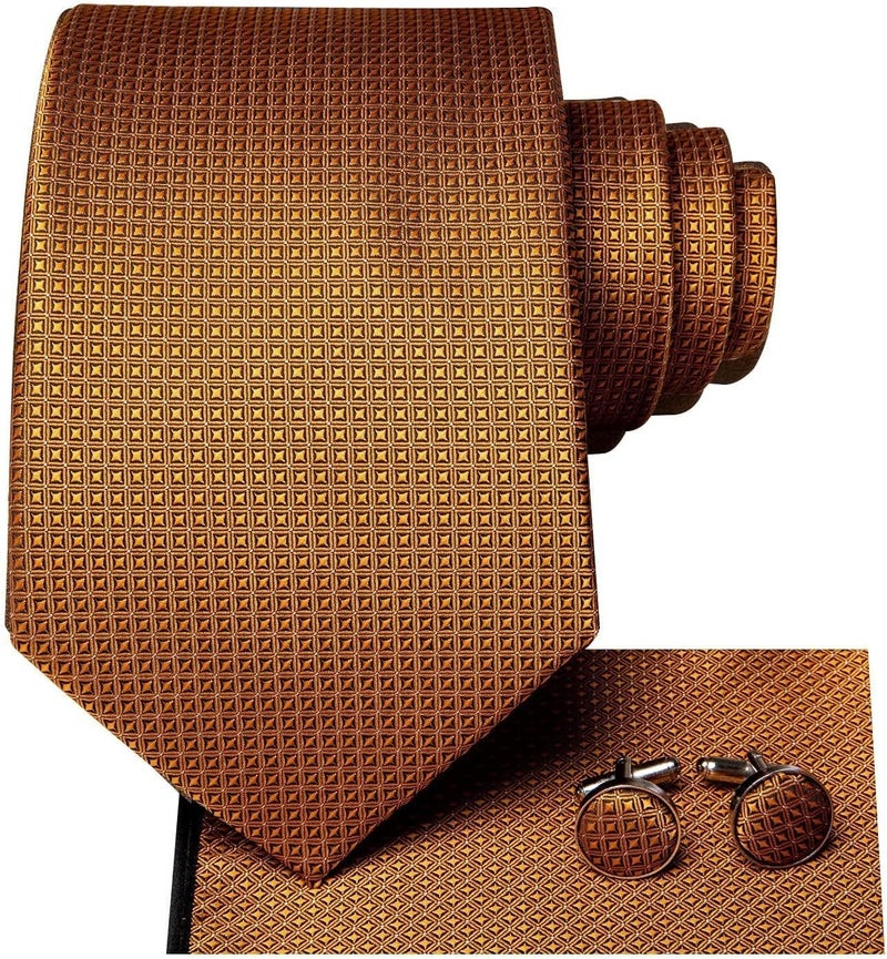 Dubulle Mens Paisley Floral Silk Tie for Men Striped Necktie and Pocket Square Cufflinks Set Wedding Business - Image 4