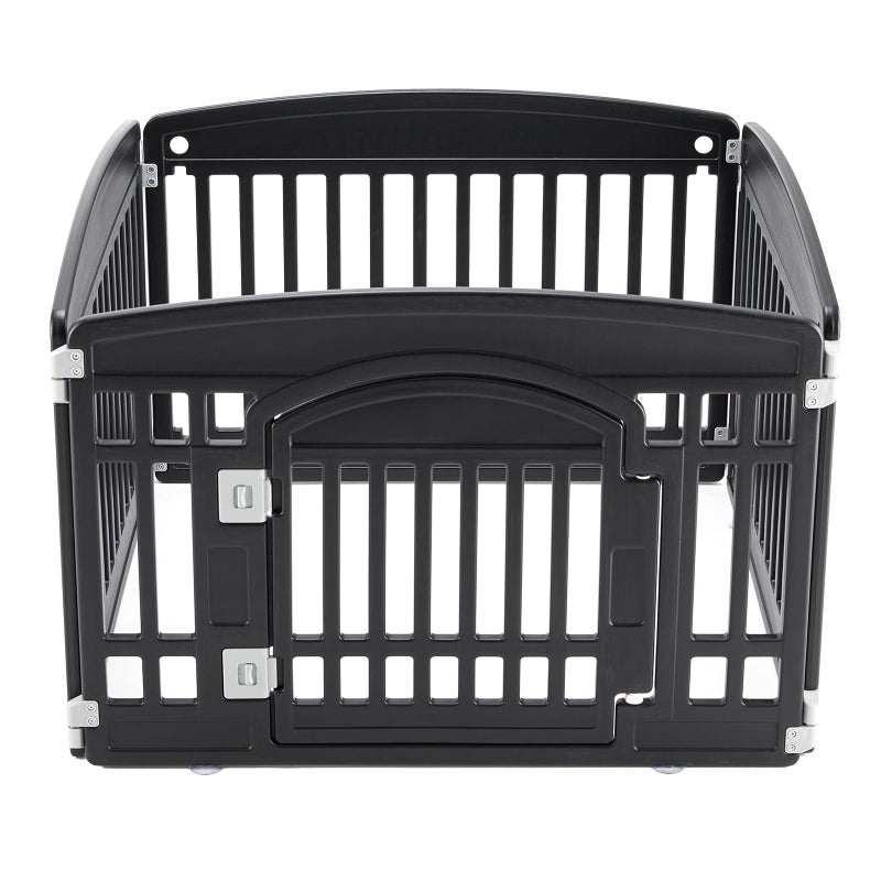 NEWBULIG Dog Playpen 4-Panel, 24IN Puppy Playpen, Stable Dog Play Pen Indoors/Outdoor with Secure Locking Door, Plastic Pet Fence for Small & Medium Dogs - Image 1