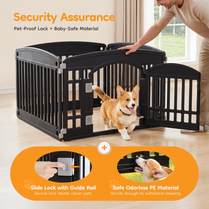 NEWBULIG Dog Playpen 4-Panel, 24IN Puppy Playpen, Stable Dog Play Pen Indoors/Outdoor with Secure Locking Door, Plastic Pet Fence for Small & Medium Dogs - Image 3