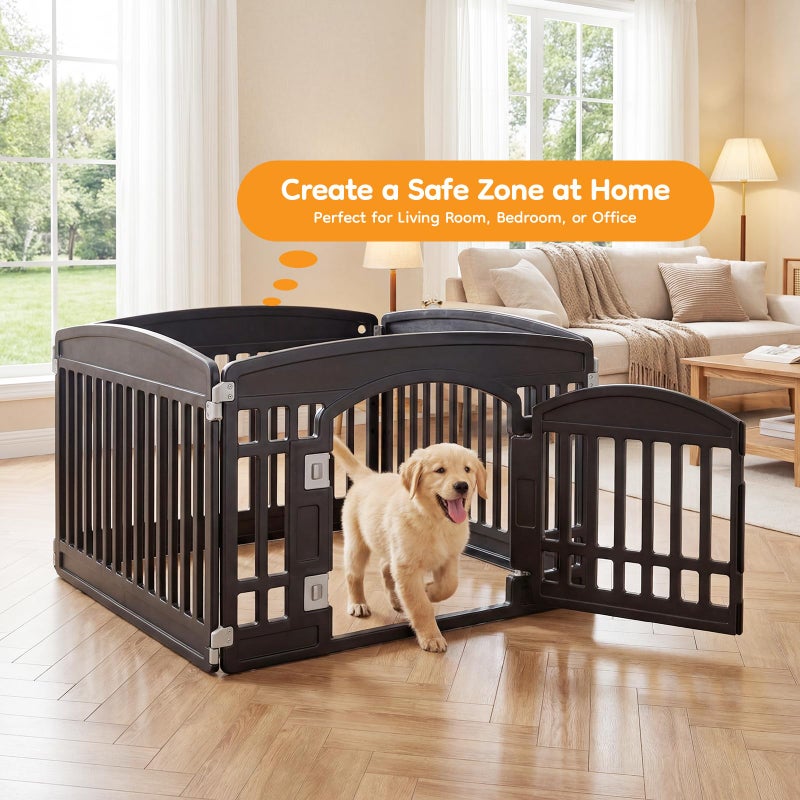 NEWBULIG Dog Playpen 4-Panel, 24IN Puppy Playpen, Stable Dog Play Pen Indoors/Outdoor with Secure Locking Door, Plastic Pet Fence for Small & Medium Dogs - Image 2