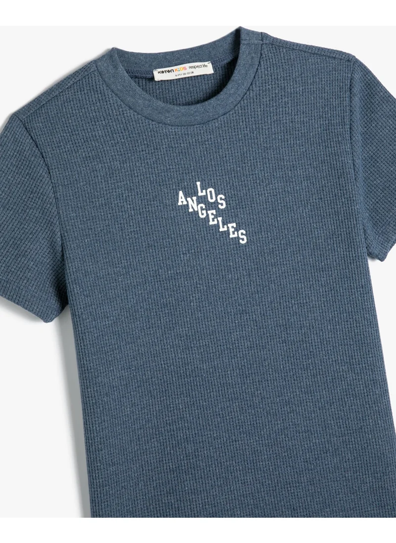 كوتون T-Shirt Los Angeles Printed Short Sleeve Crew Neck