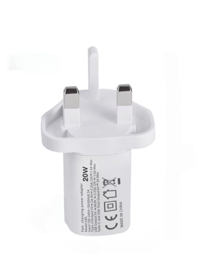 T-REN 20W Fast Charging Charger with USB and BD ports provides you with an ultra-fast charging experience and is compatible with all your mobile devices. Featuring a compact design and reliable perf - Image 1