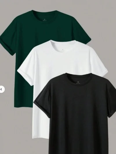 Cool Tarz Cool Style Men's 3-Pack Comfort Fit 100% Cotton Thick Texture Multicolored T-Shirt