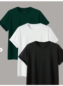 Cool Tarz Cool Style Men's 3-Pack Comfort Fit 100% Cotton Thick Texture Multicolored T-Shirt 