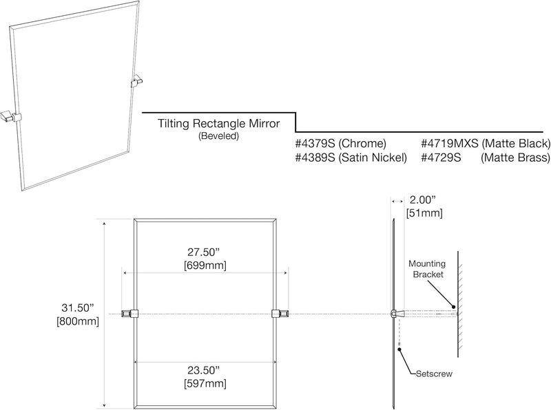 Gatco 4389S Bleu Rectangle Wall Mirror Satin Nickel 315inch - Image 4