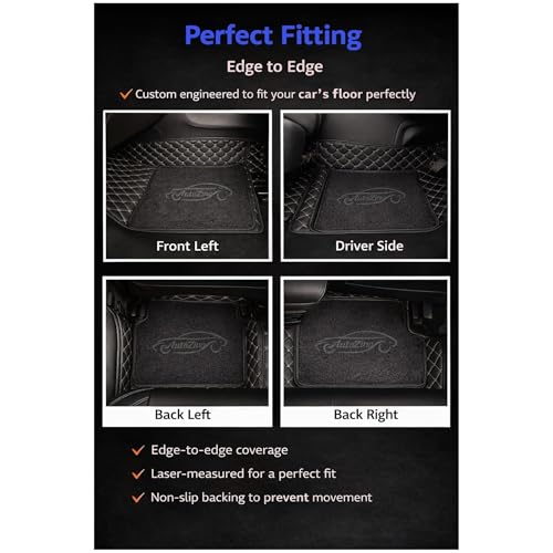 AutoZing® 7D Luxury Car Floor Mat for Maruti Suzuki Swift Facelift 2024, 7 Layer PU Leather Foot Mat, Waterproof, Anti Skid with Curly Noodle Pad Heel Pad, Color - Black - Image 5