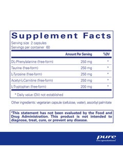 Pure Encapsulations Cognitive Aminos ; Hypoallergenic Supplement For Cognitive Function Support ; 120 Capsules  - Image 3