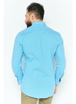 Men Regular Fit Gingham Pattern Long Sleeve Casual Shirt, Blue - pzsku/ZA18D6F53428CF22FE43EZ/45/_/1737642984/1bc0269e-da2f-4a7b-9ac0-3c5056d0f4b9