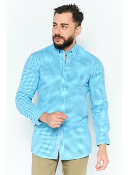 Men Regular Fit Gingham Pattern Long Sleeve Casual Shirt, Blue - pzsku/ZA18D6F53428CF22FE43EZ/45/_/1737643075/d5015728-69ae-4723-88ba-1e788cc0b0c0