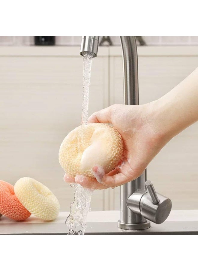 7-Piece Kitchen Cleaning Set – 2 Steel Scourers + 2 Double-Sided Sponges + 2 Round Scrubbers + Plastic Handle – Multi Colors - Image 2