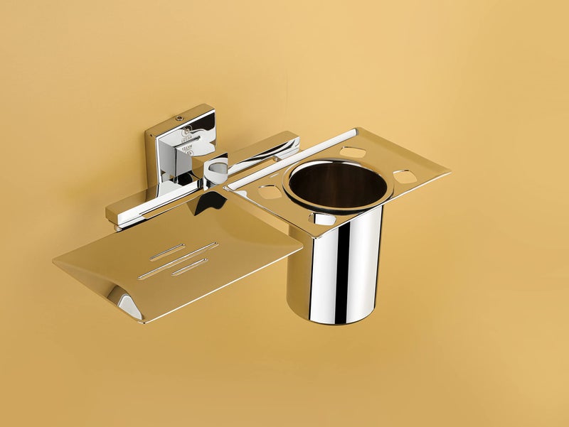 iSTAR Stainless Steel 304 Grade 3 in 1 Soap Dish with Tumbler Holder/Soap Stand/Tooth Brush Holder/Bathroom Accessories (Silver) Pack of 1 - Image 1