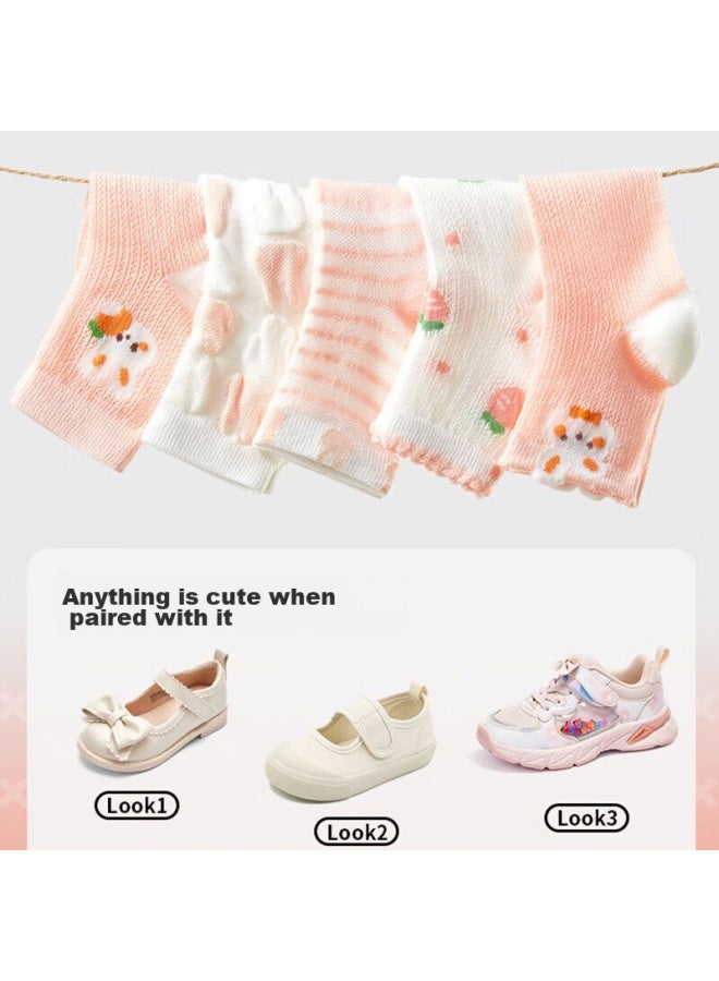 Cotton Thirteen Mianshisan Children's Socks, Summer Thin, Girls' Xinjiang Cotton Mesh, Youth Lace Mid-calf Socks For Older Girls, 8 Pairs - Image 4