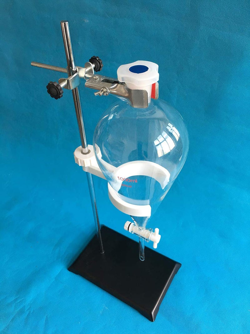DONLAB EBT2 1000ml Glass Separatory Funnel Set, PTFE Stopcock with Steel Support Stand, Clamp and PP Holder - Image 2