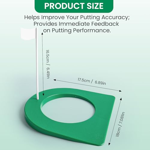FINGER TEN Golf Putting Cup and Flag Putt Training Hole All-Direction Surface Regulation Practice Cups for Men Women Kids Indoor Outdoor Home Office Backyard Golfing (3 Pcs Green Cup with White Flag) - Image 2