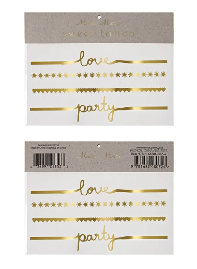 Meri Meri Love Party Tattoos 5 x 3inch