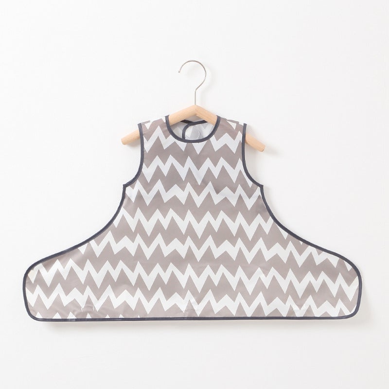 Baby Waterproof Feeding Bib with Suction Grey Wave (Sucker Vest Overalls)