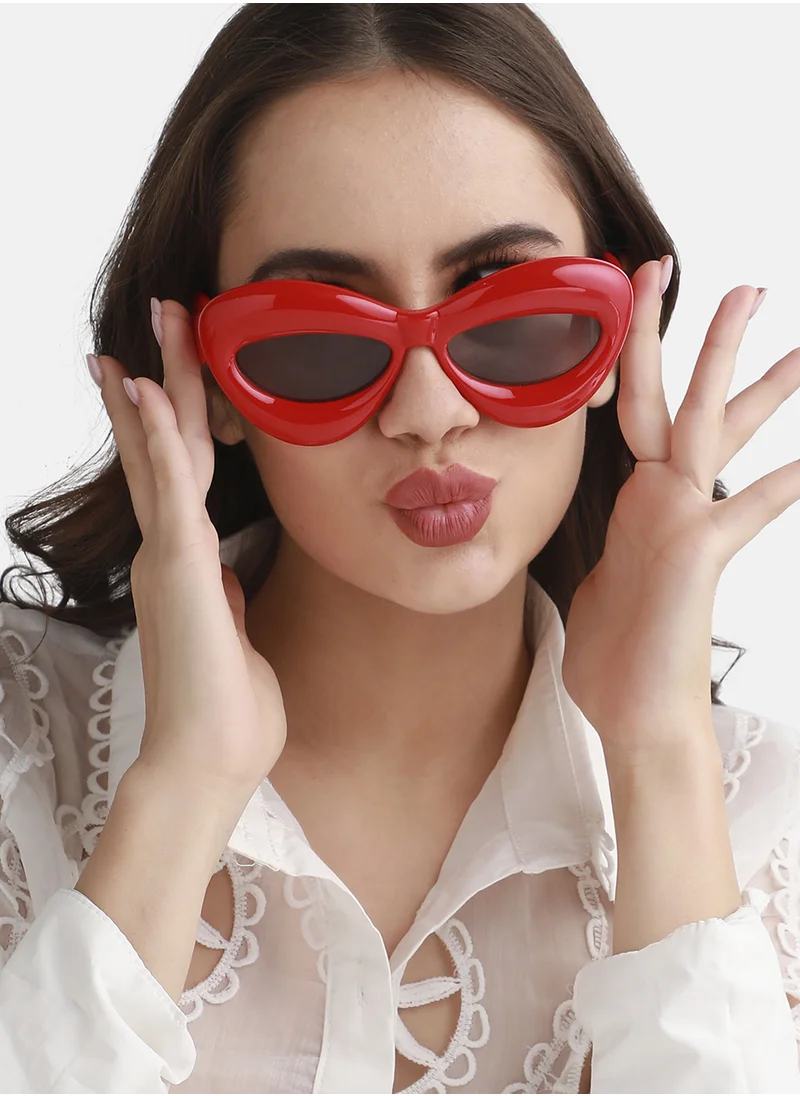 Haute Sauce Solid Cateye Sunglasses - Red