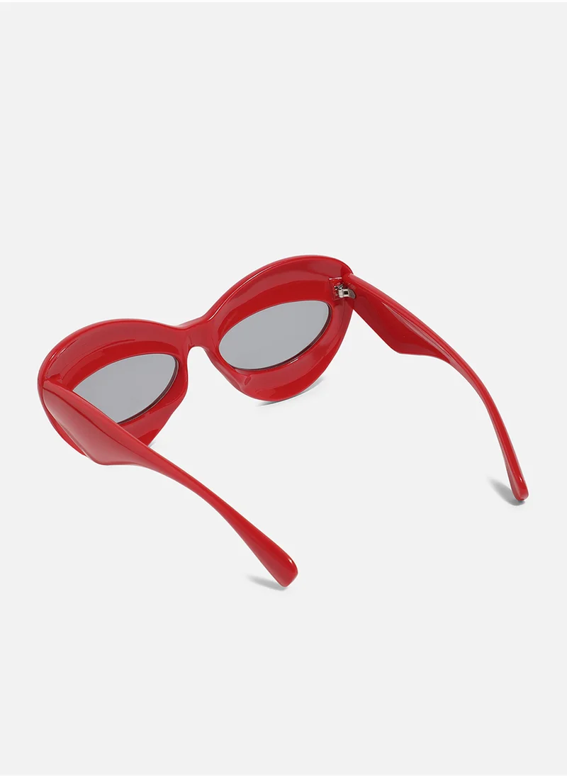 Haute Sauce Solid Cateye Sunglasses - Red