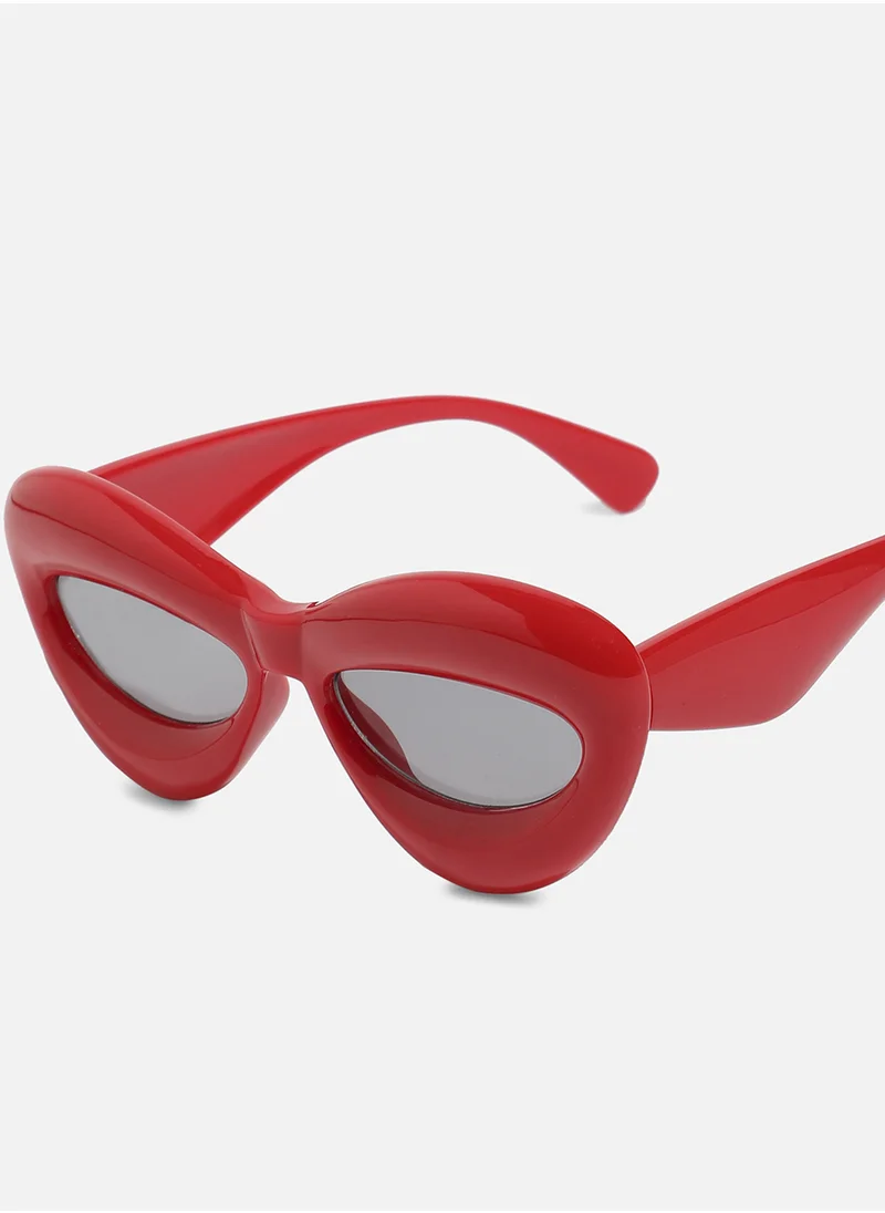 Haute Sauce Solid Cateye Sunglasses - Red