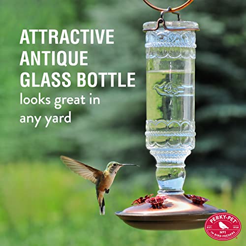 Perky-Pet Antique Glass Bottle Hummingbird Feeder - Outdoor Garden Décor Hummingbird Feeder - 8107-1SR - 10 Fl Oz Nectar Capacity - Durable Humming bird Feeder for Backyards, Porches, Decks, Hooks - Image 3