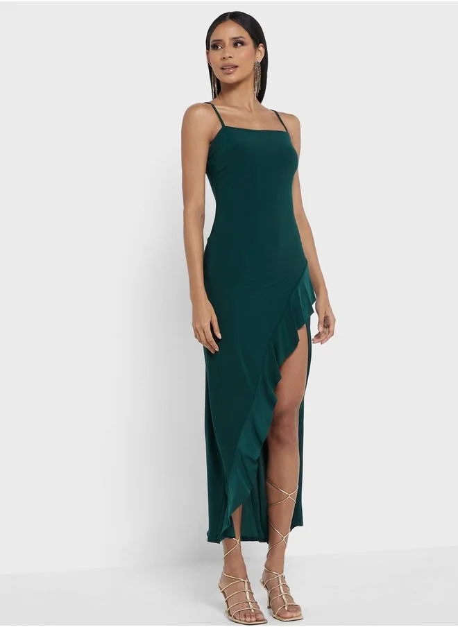 John Zack Side Slit  Waterfall Dress