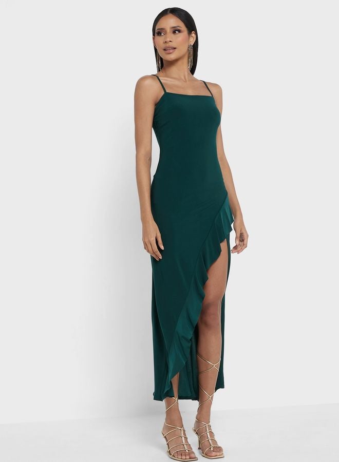 John Zack Ruffled Slit Dress  - Image 1