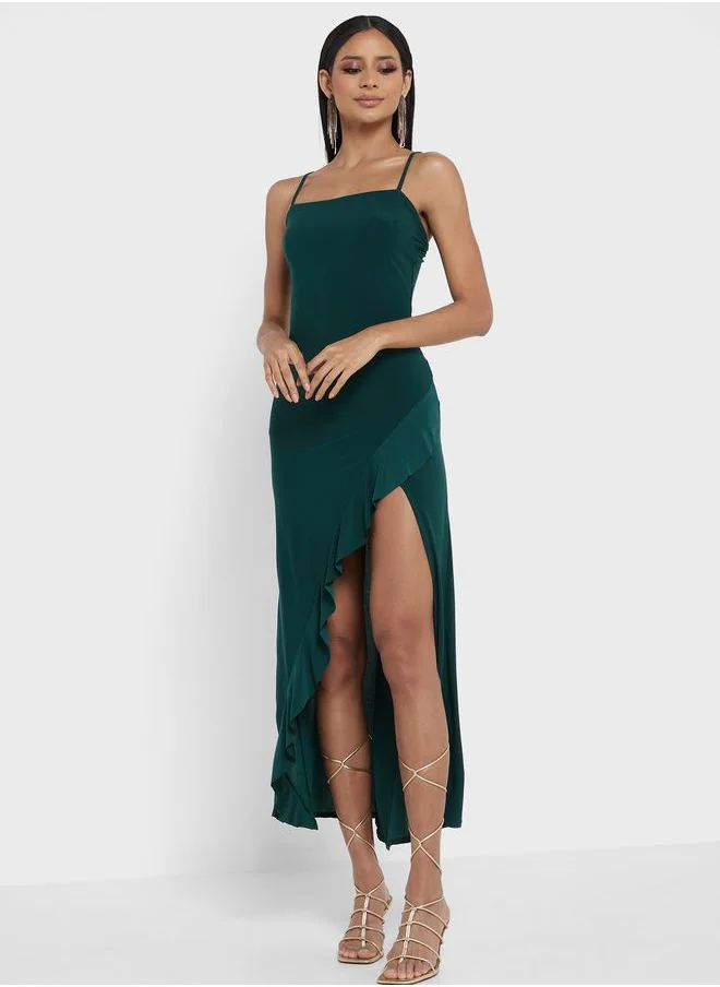 John Zack Side Slit  Waterfall Dress