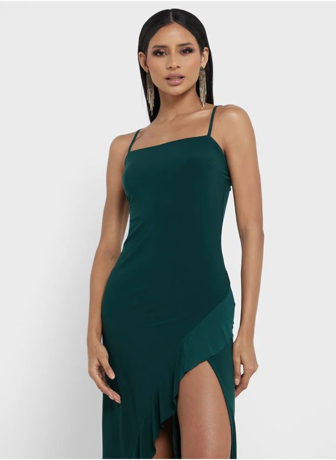 John Zack Side Slit  Waterfall Dress