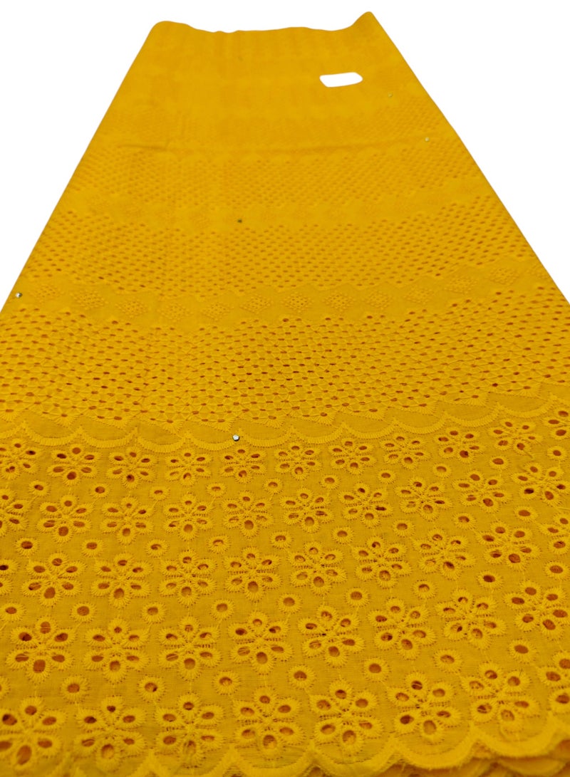 African Dry Lace High Quality Fabrics 5 Yards With 100% Cotton Fabric Best New Beautiful Multicolour Latest Fancy Dry Lace for Party Dress (YELLOW) - Image 1