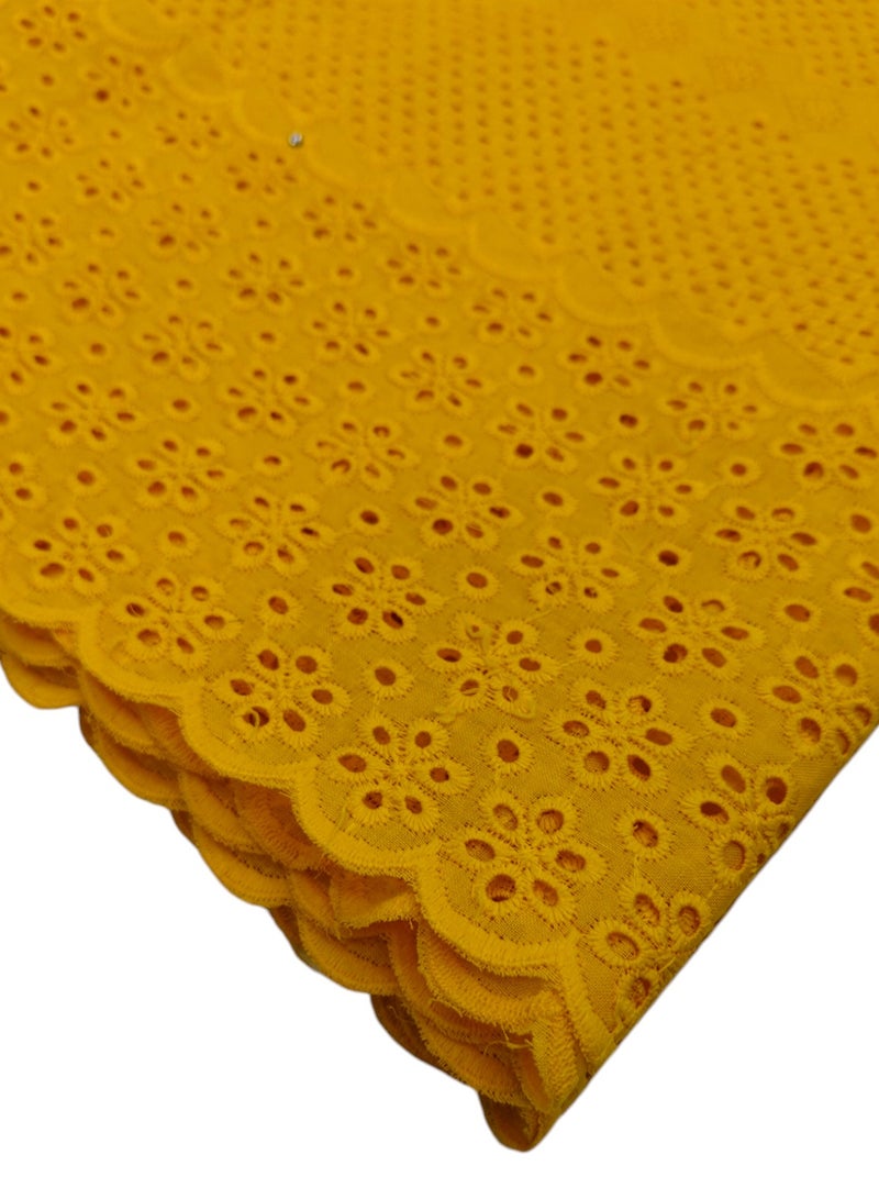 African Dry Lace High Quality Fabrics 5 Yards With 100% Cotton Fabric Best New Beautiful Multicolour Latest Fancy Dry Lace for Party Dress (YELLOW) - Image 4