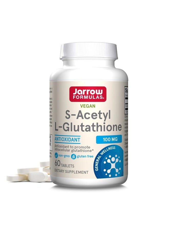 jarrow formulas S-Acetyl L-Glutathione Tablets - 100 mg - 60 Count - Dietary Supplement - Stable Form of L-Glutathione - for Antioxidant Support and Detoxification - Non-GMO - Gluten Free - Image 1