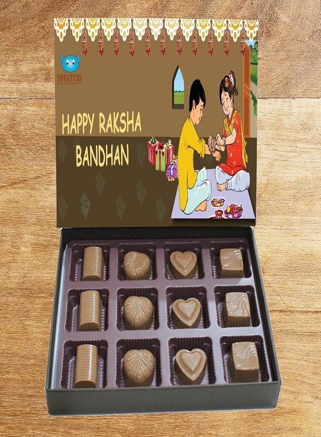 BOGATCHI Rakhi with chocolates gift pack, Rakhi and chocolate combo, Rakhi gift for brother with chocolate Box 12pcs + Rakhi Set of 3 +Roli Chawal + Free Rakhi Story Card-12CB1 - Image 2
