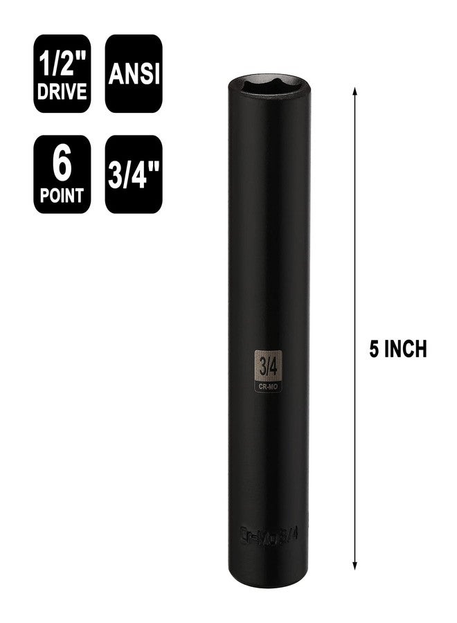 Mayouko 1/2" Drive 3/4" Extra Long Deep Impact Socket, CR-MO, 6 Point, 5 Inch Long - Image 3