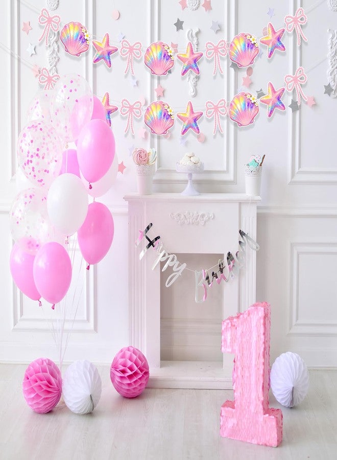 CYUXING 2Pcs Pink Bow Seashell Wreath, Beach Bachelorette Party Decorations Seashell Party Decor, Exquisite & Beautiful Hanging Garland Decorations for Summer Birthdays Weddings - Image 3