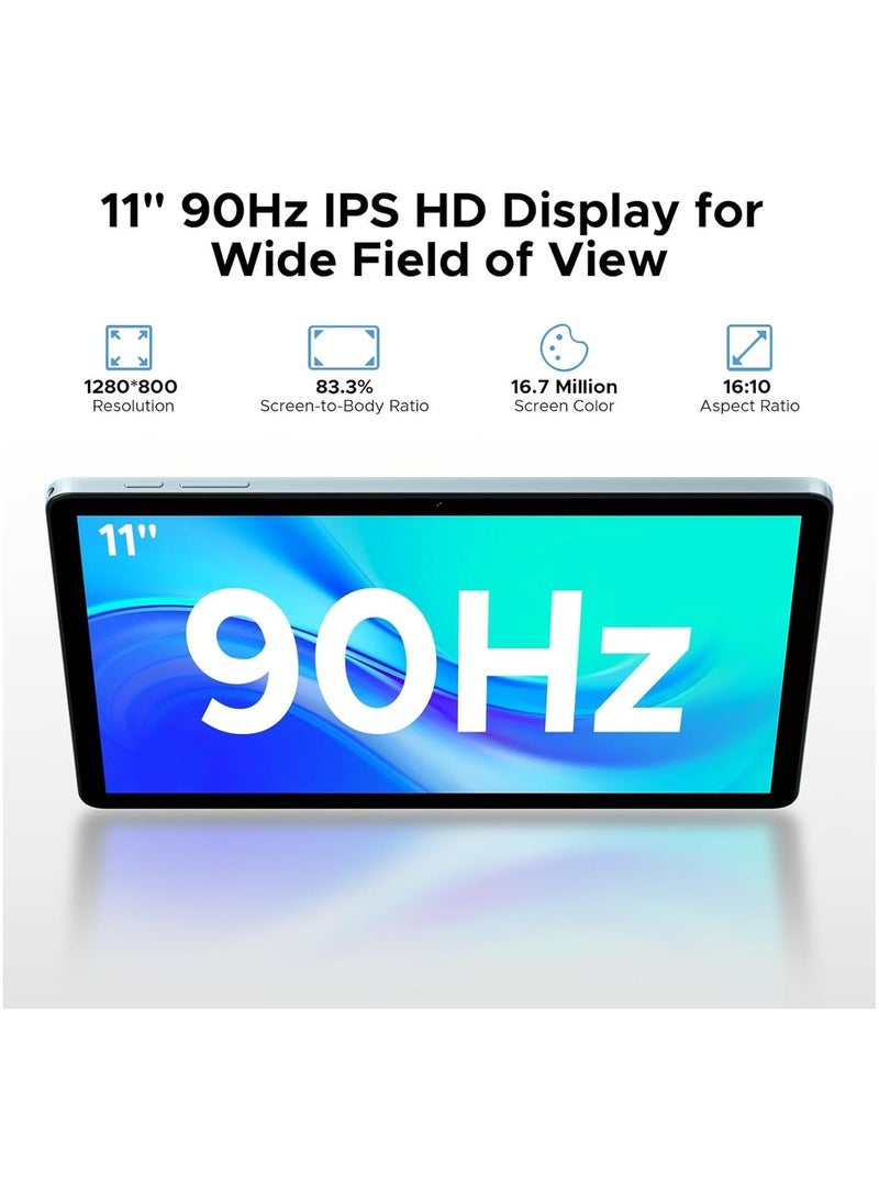 دوجي جهاز لوحي DOOGEE Tab A9 Pro+ إصدار VIP بنظام أندرويد 16 شاشة 11 بوصة HD IPS بمعدل تحديث 90Hz ذاكرة RAM 30GB سعة تخزين 128GB بطارية 8580mAh واي فاي Widevine L1 سماعات مزدوجة فتح بالوجه مع لوحة مفاتيح وماوس وقلم ستايلس وغطاء وشاحن لون أزرق جليدي - Image 3