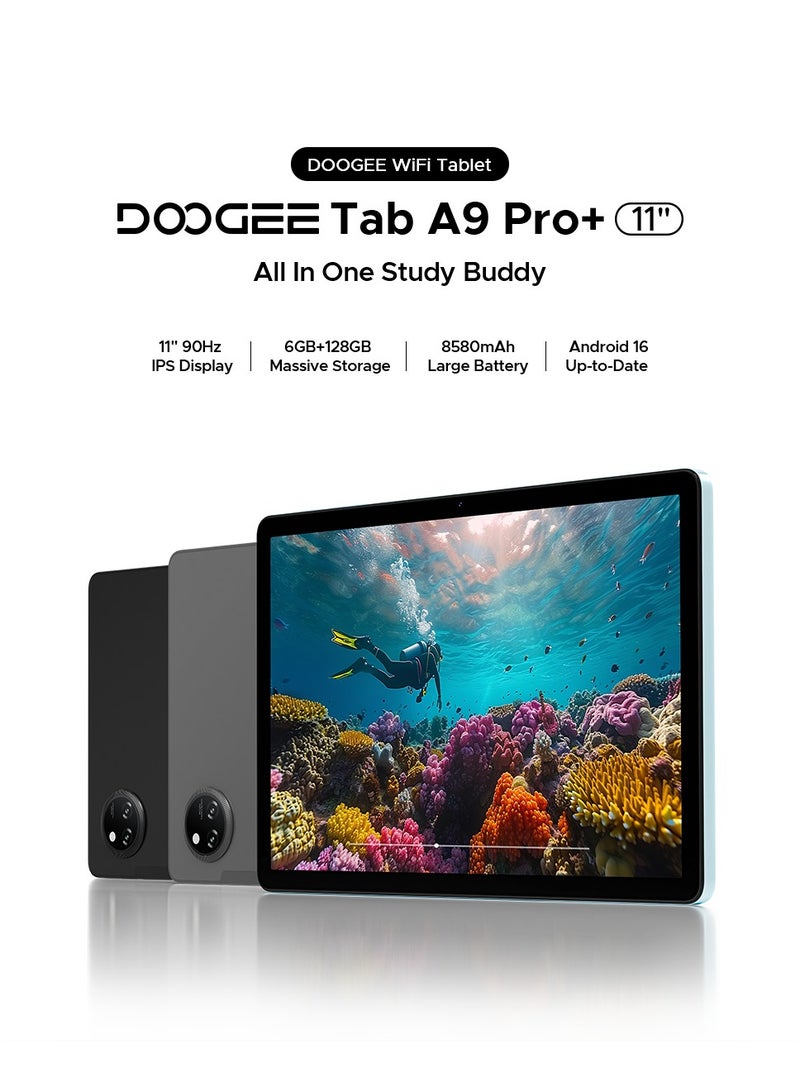 دوجي جهاز لوحي DOOGEE Tab A9 Pro+ إصدار VIP بنظام أندرويد 16 شاشة 11 بوصة HD IPS بمعدل تحديث 90Hz ذاكرة RAM 30GB سعة تخزين 128GB بطارية 8580mAh واي فاي Widevine L1 سماعات مزدوجة فتح بالوجه مع لوحة مفاتيح وماوس وقلم ستايلس وغطاء وشاحن لون أزرق جليدي - Image 4