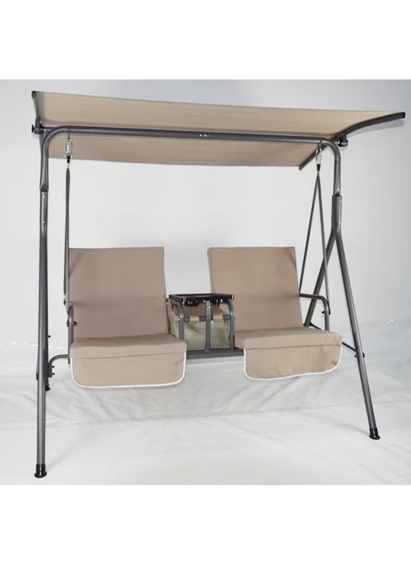 DubaiGallery 2 Seat Garden Swing Bench 2-Seater with Roof Steel Frame  - Image 4