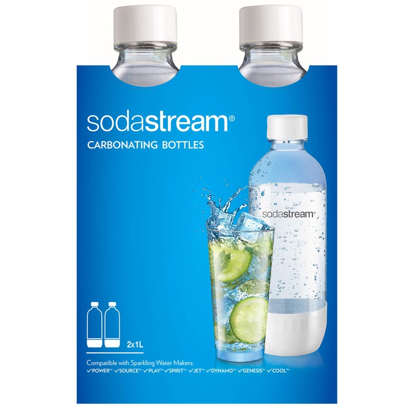 SodaStream sodastream Classic Dishwasher Safe 1L Carbonating Bottle Pack Of 2 White 