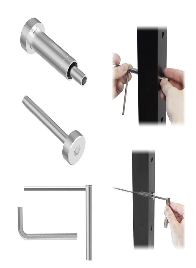 BLIKA Upgraded 10 Pairs 1/8" Invisible Cable Railing Kits, Hidden Swage Tensioner and Ends for 2"x2" Wood & Metal Posts, T316 Stainless Steel, Deck Stair Cable Railing Hardware - Image 1