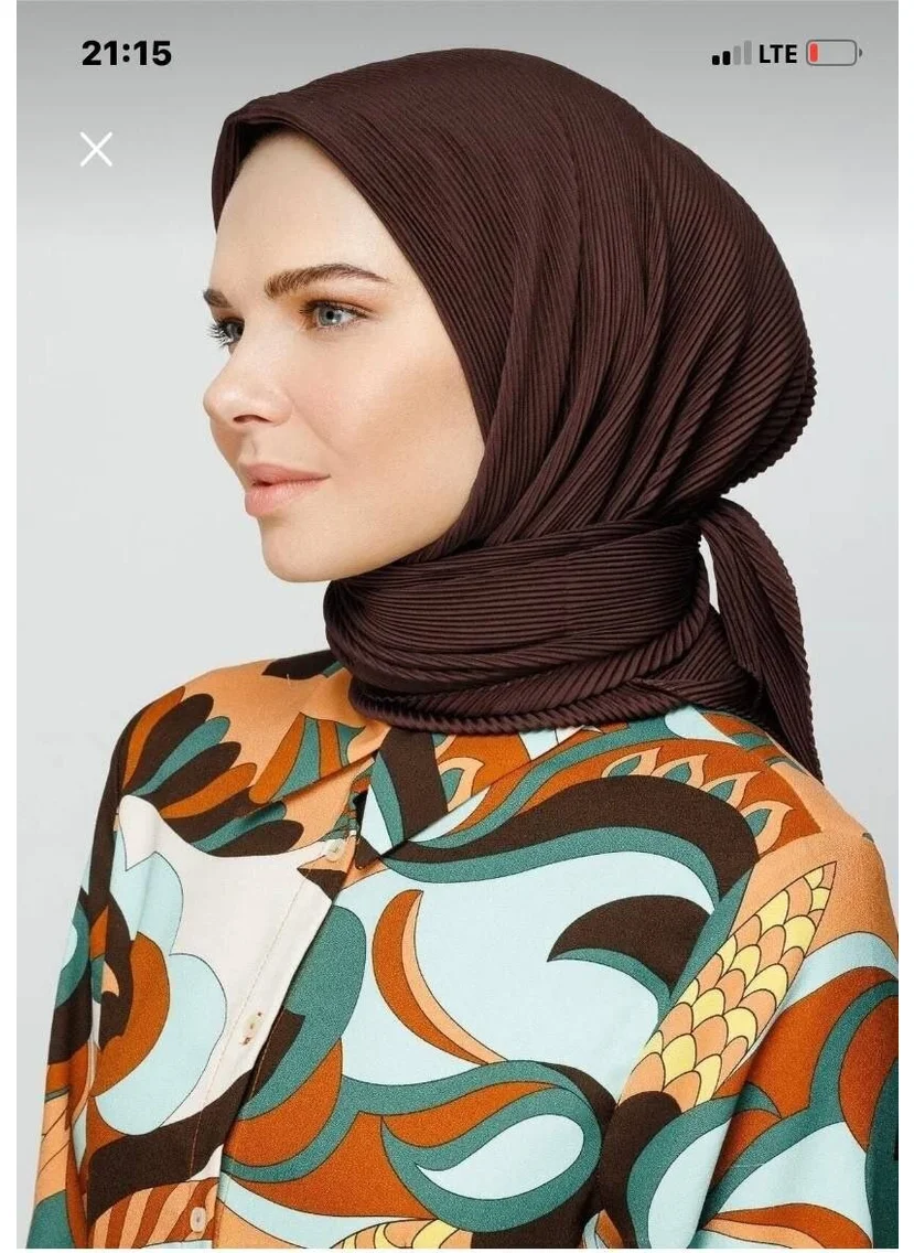 Nil Butik Nil Boutique Bitter Coffee Pleated Scarf