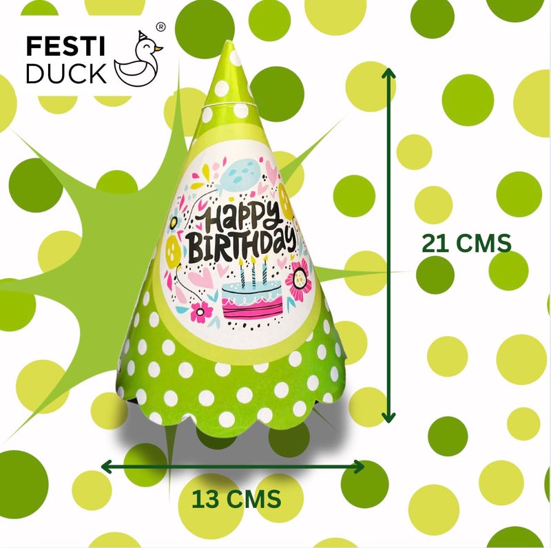Festi Duck Birthday Caps for Kids Pack of 10 – Stylish Polka Dot Party Hats, Eco-Friendly and Multicolor, Perfect for Girls and Boys - Image 2