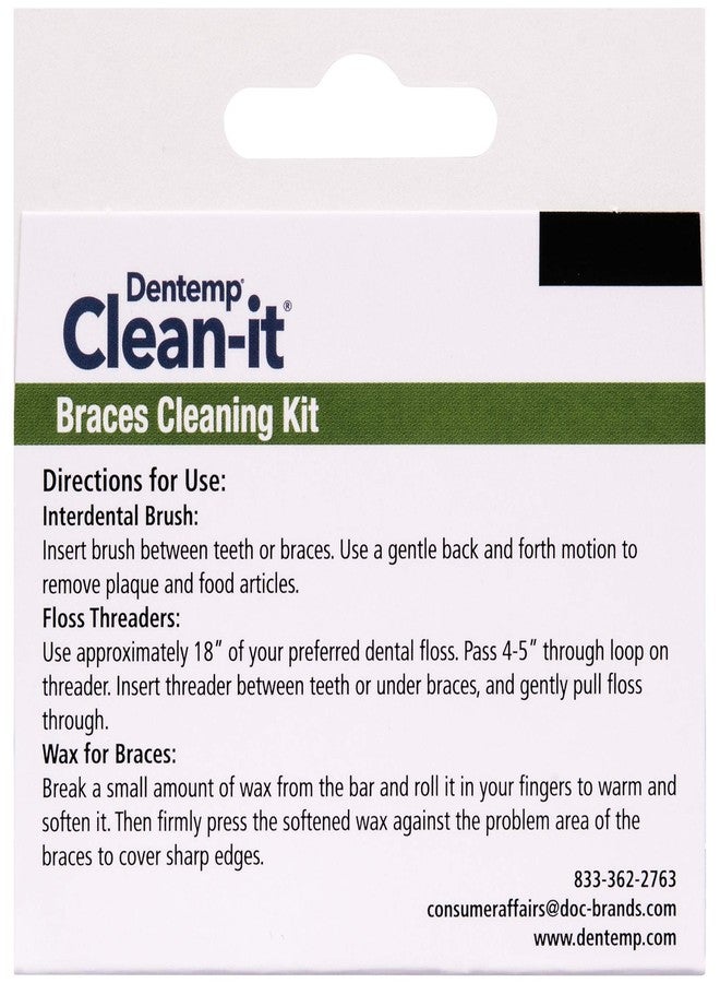 Dentemp Clean-It Braces Kit - Braces Cleaning Kit with Interdental Brushes, Floss Threaders and Protective Wax (1 Count - Orthodontic Care Kit - Relieves Pain from Wires & Brackets - Image 4