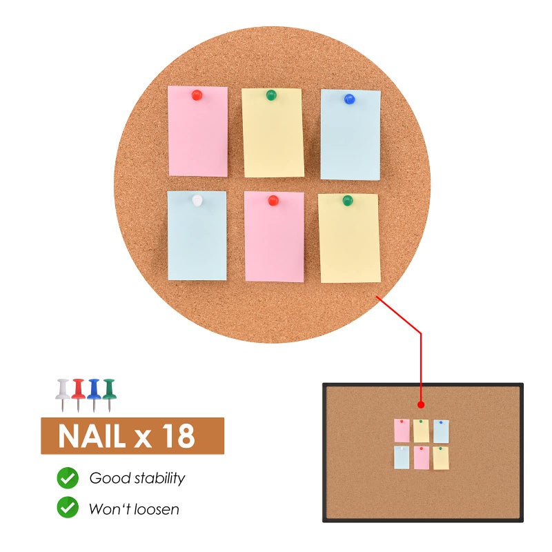 Board2by Bulletin Board 48 x 36, Black Aluminium Framed 4x3 Corkboard , Large Wall Mounted Notice Board with 18 Push Pins for School, Home & Office - Image 5