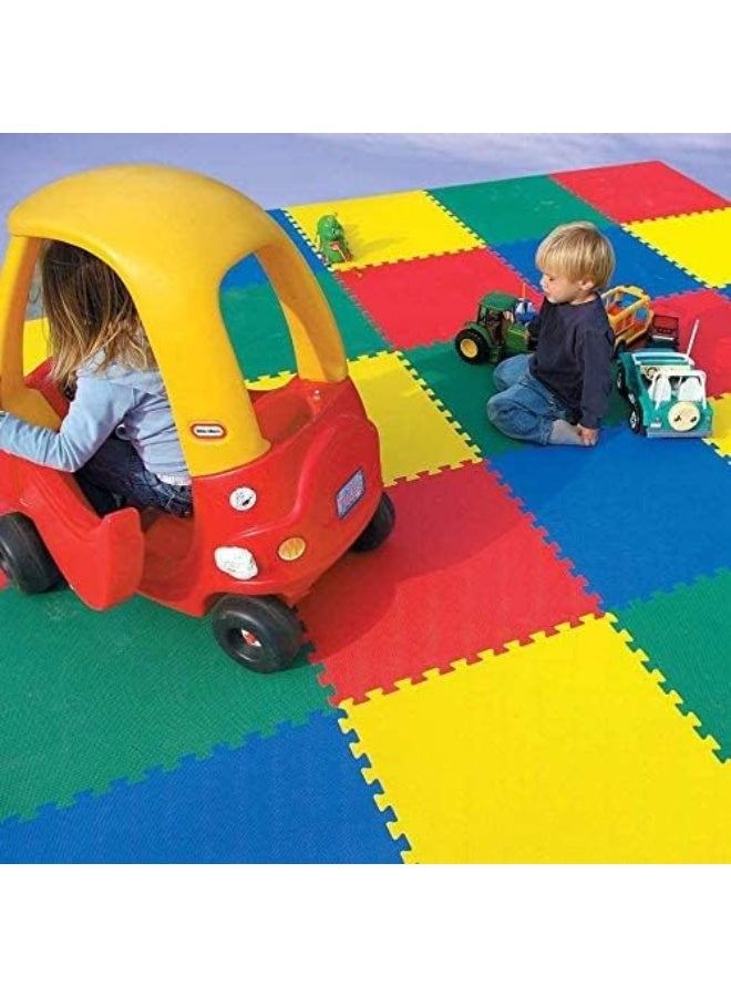 Rainbow Toys RBW TOYS Interlock Foam Floor Mat Blue/Red 100cmx100cmx20mm Double Color Plain Exercise Puzzle Mat for kids Activity - Image 3