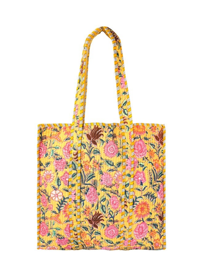 SENORA Office & College Handbag For Women - Stylish And Functional | Office Bags For Women | Eco-friendly Reusable Travel & Shopping Carryall (Soft Yellow Floral) - Image 5